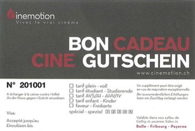 Bons cadeaux - Programme cinéma & horaires Bulle (Prado), Fribourg (Rex),  Payerne (Apollo) - Cinemotion - Vivez le vrai cinéma